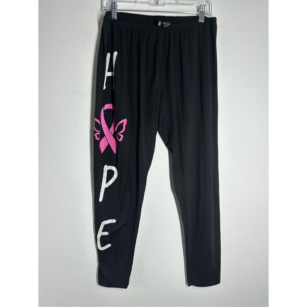 Kristin Nicole Women’s Leggings Graphic Sign Hope Size 2X Black Pink